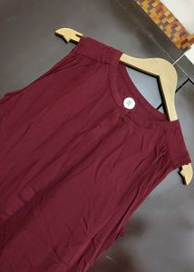 Burgundy Color Cut Sleeves Kurti For 32 Bust