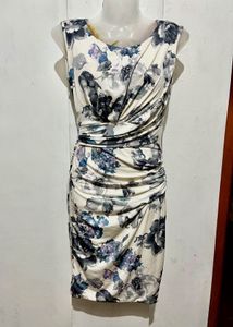 Length-35,,Elegant Floral Ruched Sheath Dress