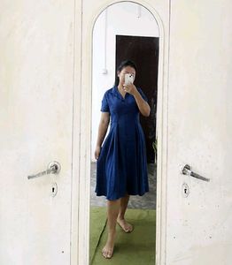 Chic Blue Denim Midi Dress