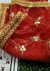 Red Embroidered Dupatta