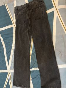 URBANIC Grey Ripped Wide Leg Jeans