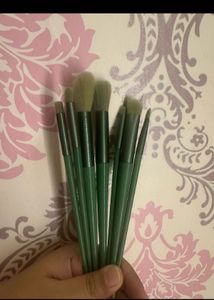Set of Green Makeup Brushes