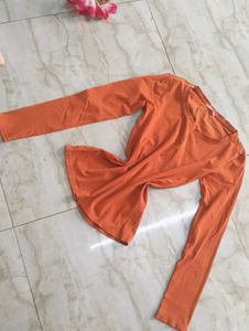 Stylish Orange Long Sleeve Top