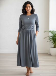 Casual Grey Midi Dress