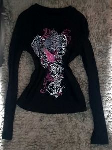 Y2k grunge Graphic Long Sleeve Top📸🎼🗝
