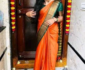 ❗Sale❗ Elegant Orange Saree