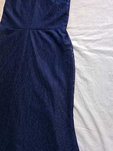 Elegant Navy Lace Halter Dress