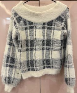Cozy Plaid Off-Shoulder Sweater