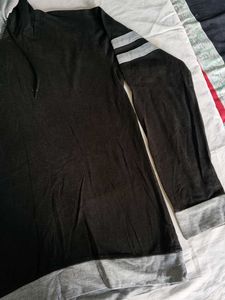 Stylish Black Hoodie with Grey Accents