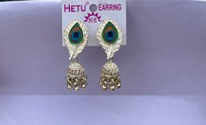 Peacock Feather Jhumka Earrings