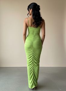 Ruched bodycon full length dress