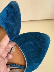 Teal Suede Slingback Flats
