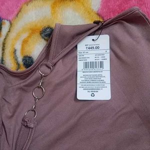 S size Mauve Halter Top with Ring Detail