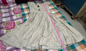 Elegant Grey Anarkali Suit with Vibrant Dupatta