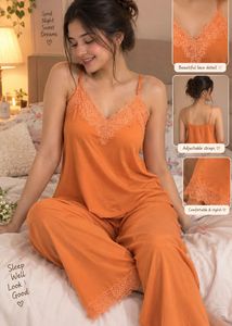 Orange Lace Trim camisole slip