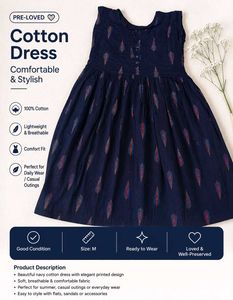 Midnight Blue Printed Cotton Dress | Comfortable C