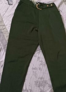 Stylish Belted Green Trousers