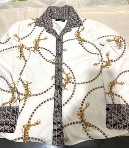 Gold Chain Print Button-Up Shirt