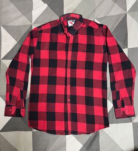 Men's Red &amp; Black Plaid Shirt