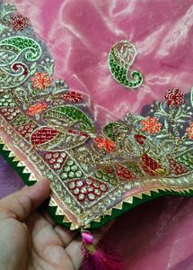 Elegant Pink Embroidered Saree