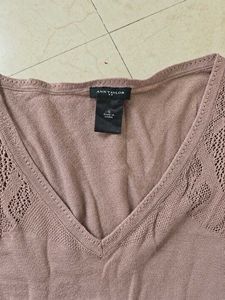 Fitted Peplum Top with Lace Shoulder Detail