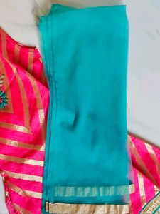 Vibrant Pink &amp; Teal Kurta Set with Dupatta