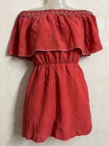 Off-Shoulder Ruffle mini jumpsuit