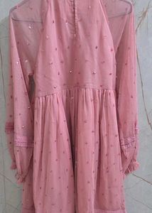 Girls Pink Embroidered Party Dress