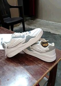 Stylish White & Grey Lifestyle Sneakers