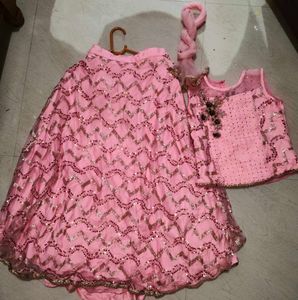 Pink Sequin Lehenga Choli for Girls