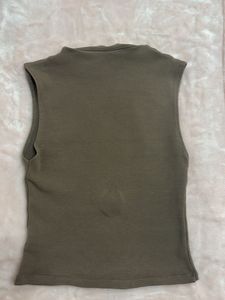 ZARA Basic Olive Green Sleeveless Top