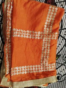 Orange duppta with Sequins