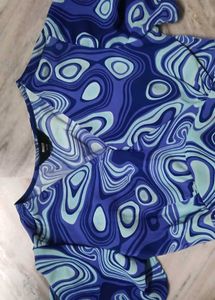 Vibrant Blue Swirl Print Mini Dress