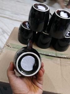 Set of 6 Black Ceramic Mugs unsued