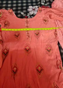 Elegant Peach Kurta Set with Dupatta