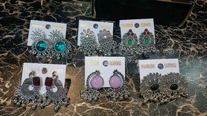 Oxidized Silver Jhumki Earrings Set