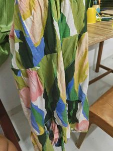 Tiered Abstract Print Maxi Skirt