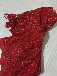 Red Embellished Saree Blouse