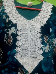 Floral Lace Trim Anarkali Kurta set