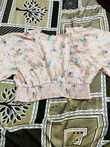 Pink Floral Smocked Top