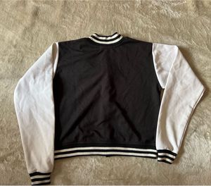 Varsity Bomber Jacket Black White