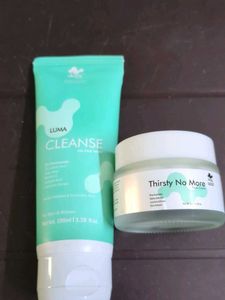 luma cleanse facewash & thirsty no more cream