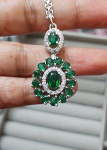 Emerald &amp; Diamond Pendant Necklace