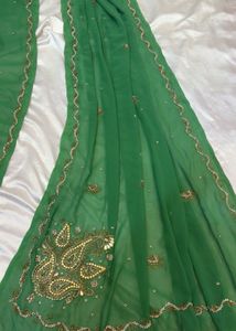 Embellished Green  Saree