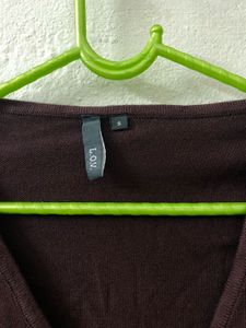 Deep V-Neck Ruched Long Sleeve Top