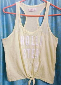 Yellow Graphic Tie-Front Tank Top