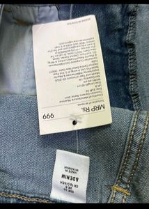 h&amp;m Classic Blue Denim Midi Skirt nd top
