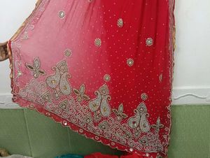 Red Embroidered saree with blouse Set