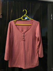 Comfortable Pink Henley Top