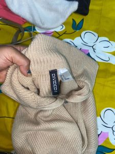 Beige Cropped Knit Sweater